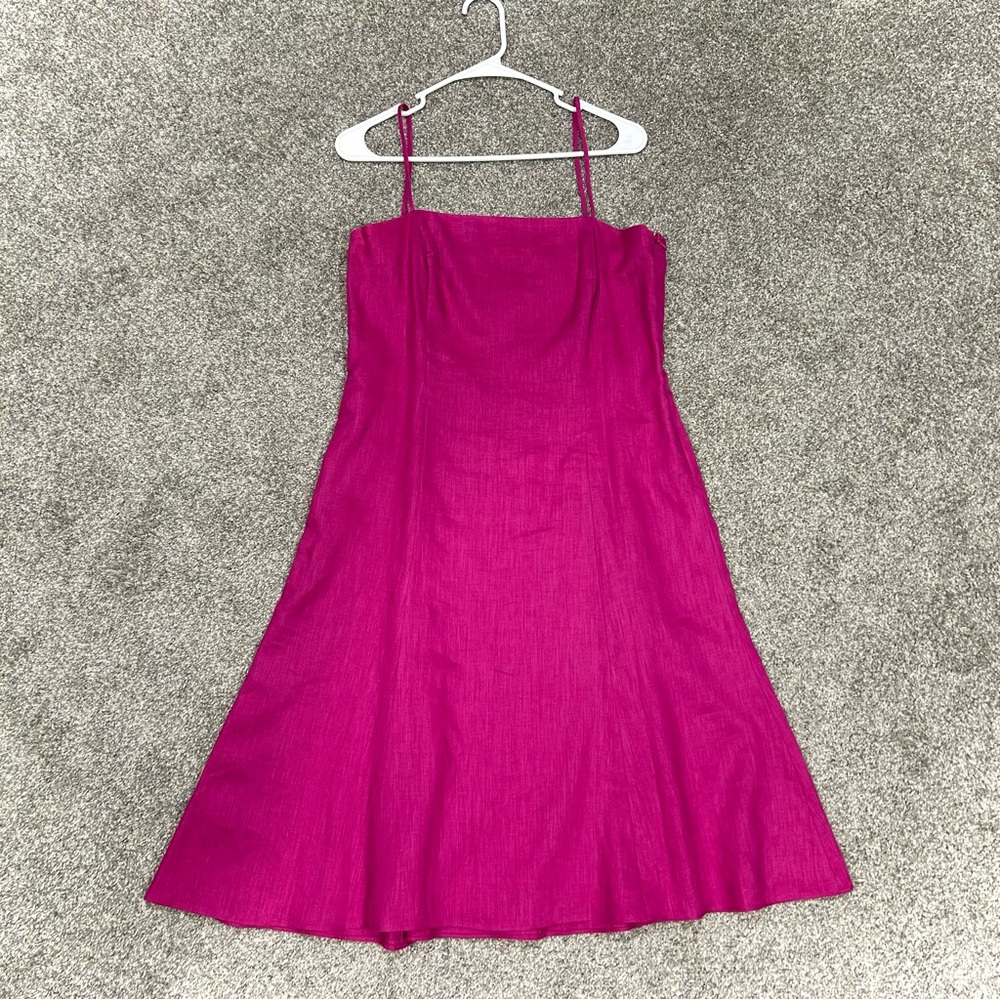 Ralph Lauren Fuchsia Pink 100% Linen Fit and Flare Vintage 90’s Dress Sundress